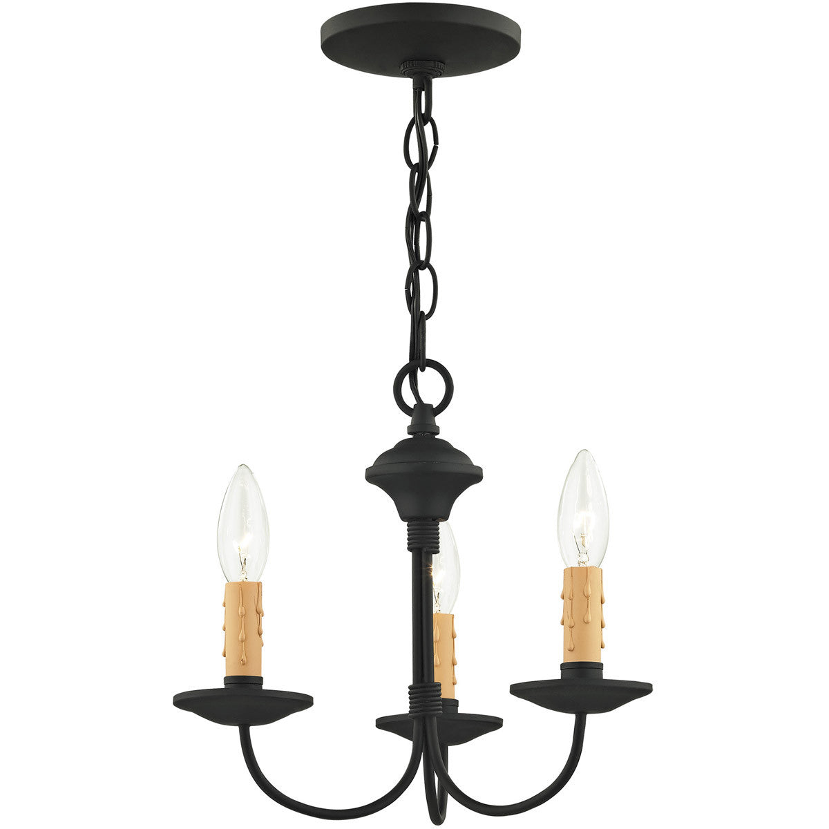 Black Three Light Dimmable Chandelier With Shades Default Title