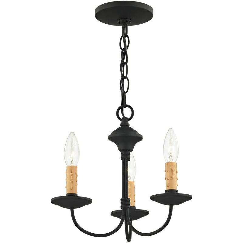 Black Three Light Dimmable Chandelier With Shades