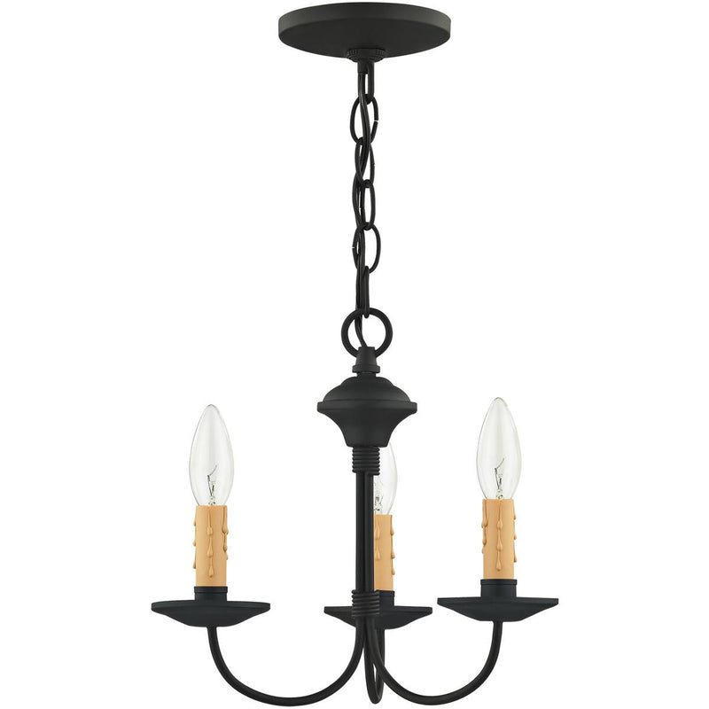 Black Three Light Dimmable Chandelier With Shades