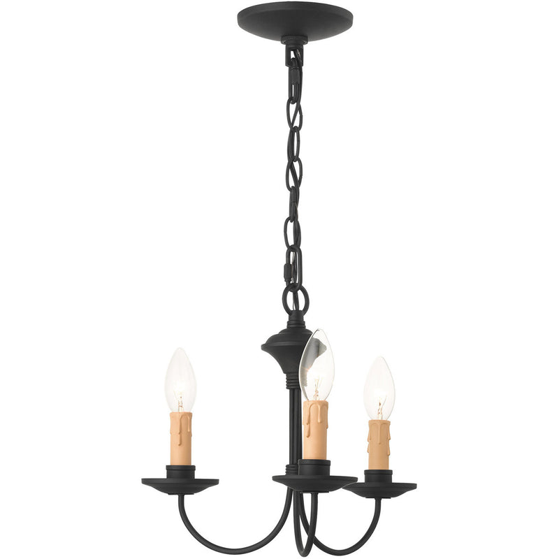 Black Three Light Dimmable Chandelier With Shades