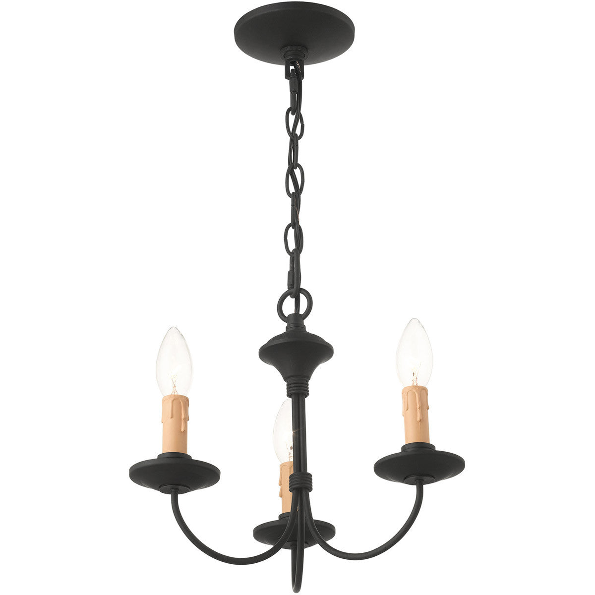 Black Three Light Dimmable Chandelier With Shades