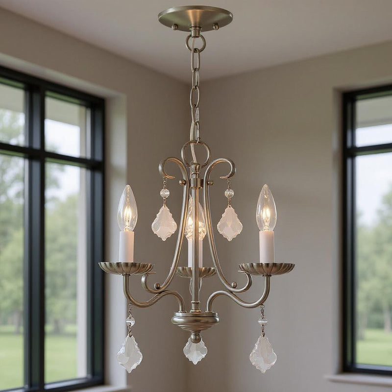 Three Light Dimmable Chandelier With Shades