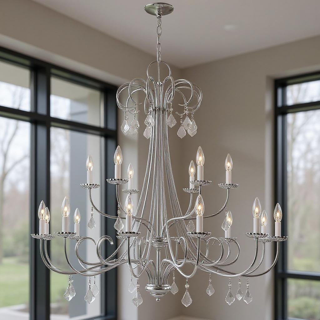 Multi Light Dimmable Chandelier With Shades