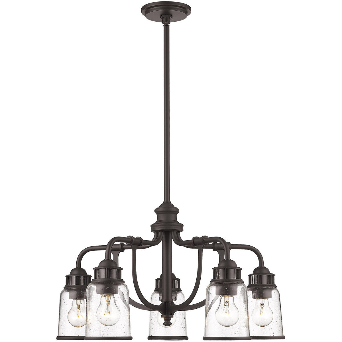 Bronze Five Light Dimmable Chandelier With Shades
