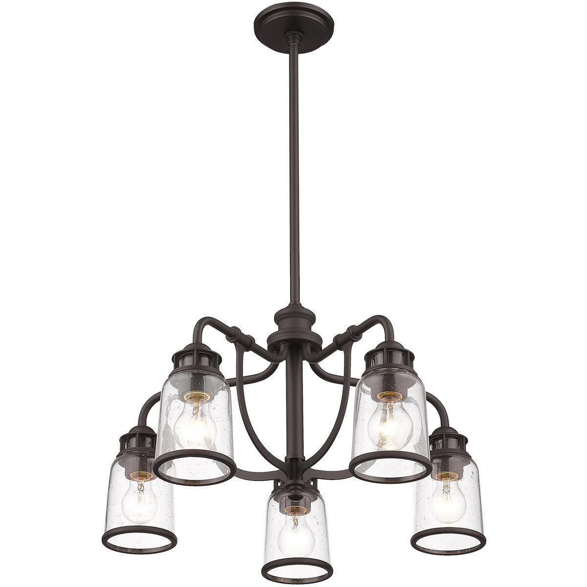 Bronze Five Light Dimmable Chandelier With Shades