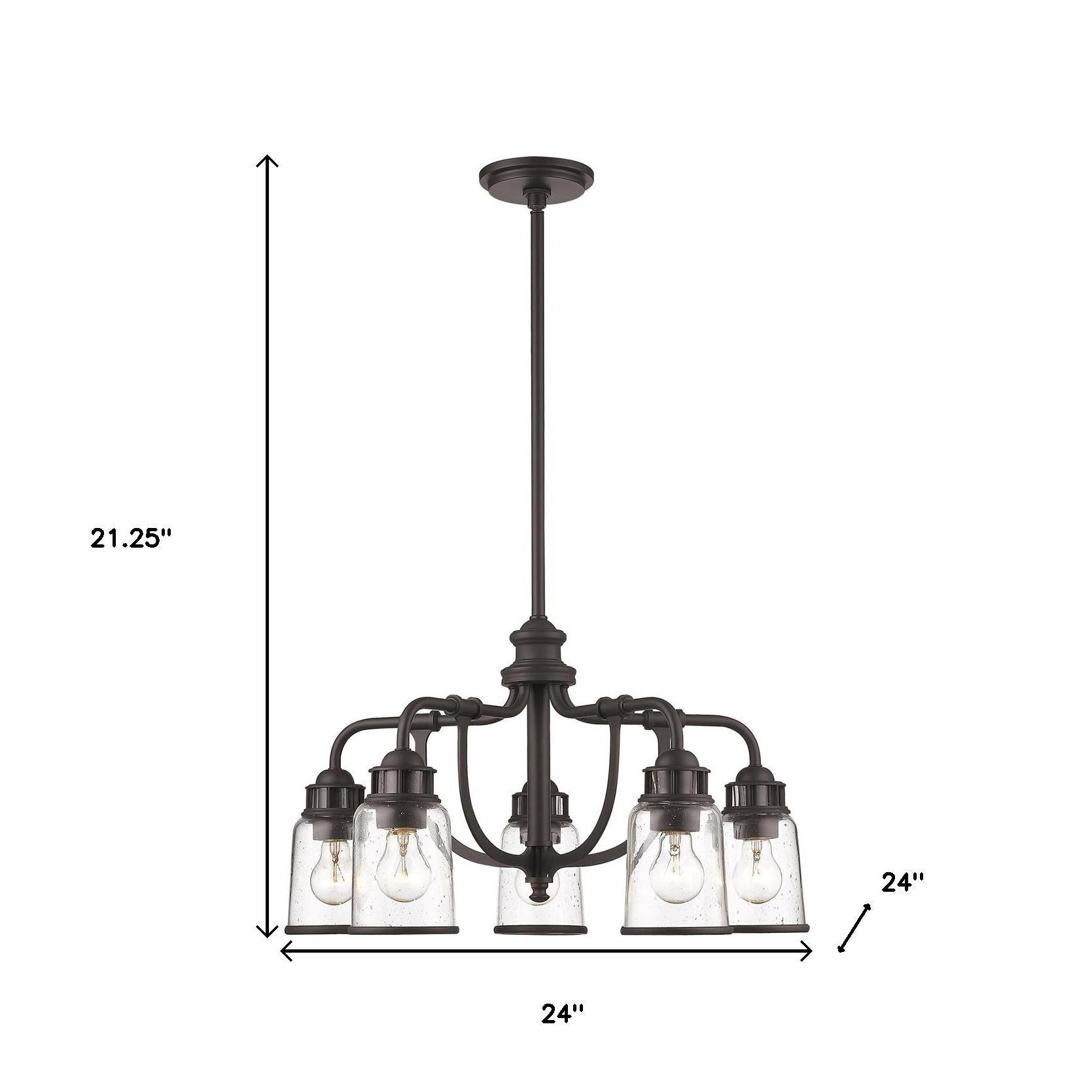 Bronze Five Light Dimmable Chandelier With Shades