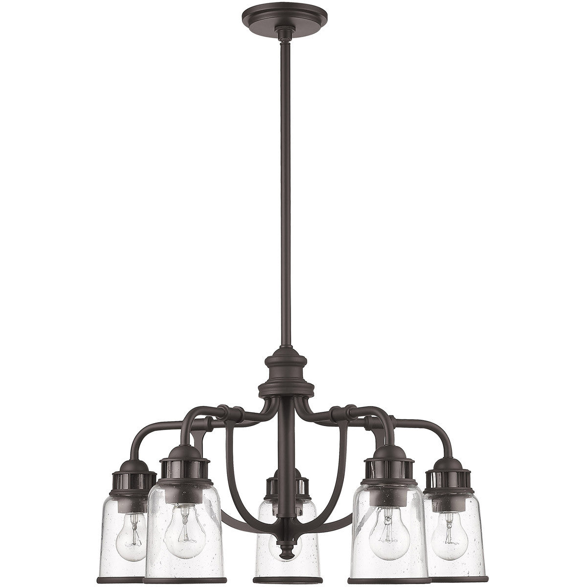 Bronze Five Light Dimmable Chandelier With Shades