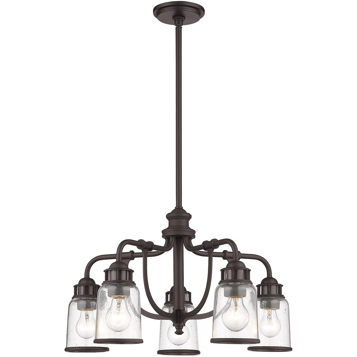 Bronze Five Light Dimmable Chandelier With Shades