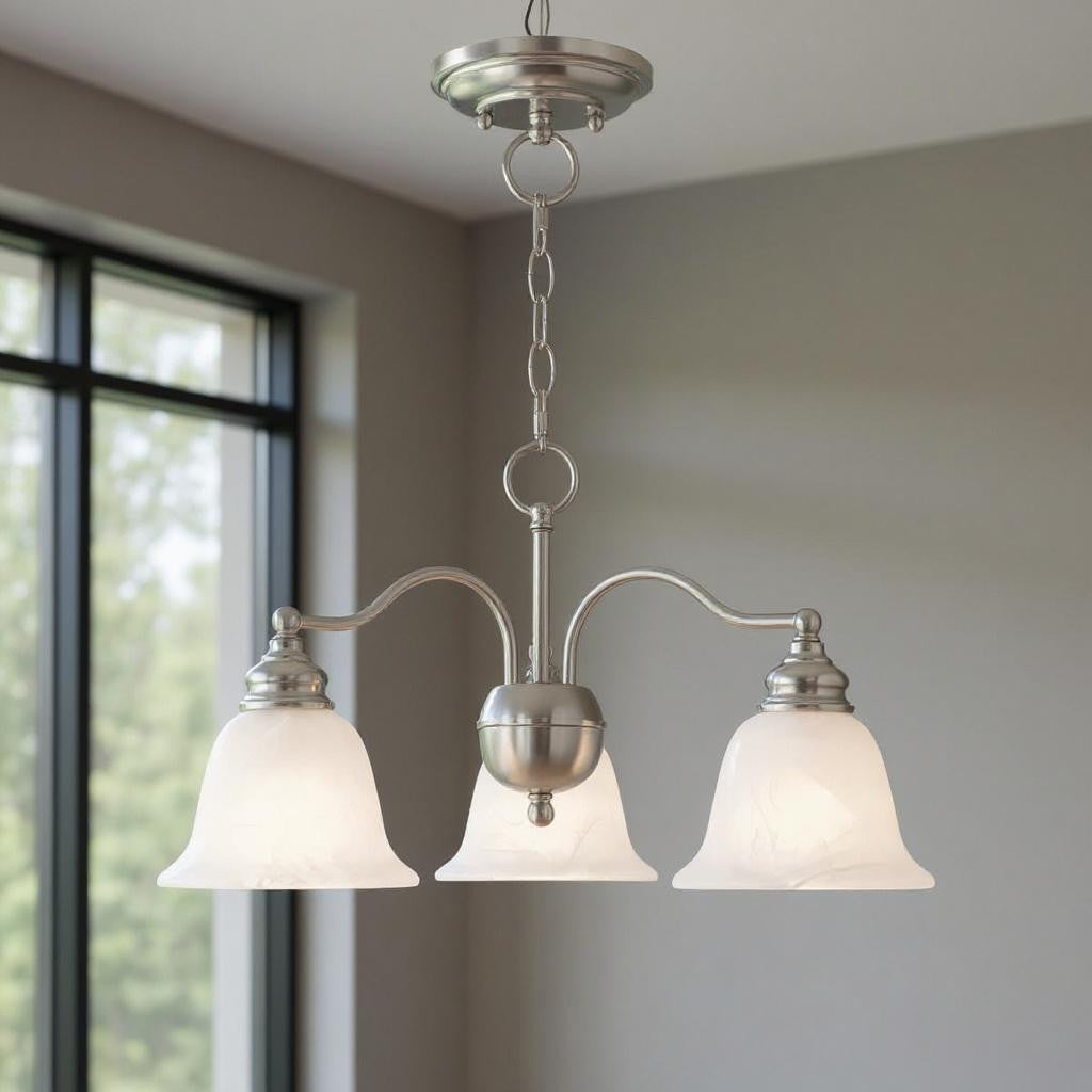 Three Light Dimmable Chandelier With Shades