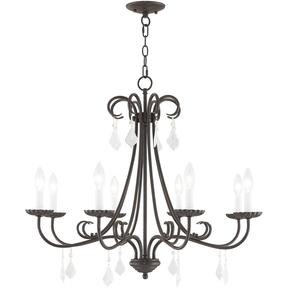 Eight Light Dimmable Chandelier With Shades