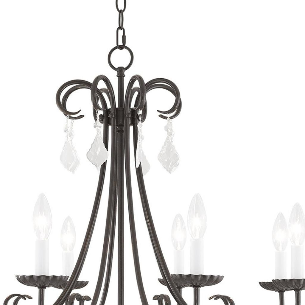 Eight Light Dimmable Chandelier With Shades