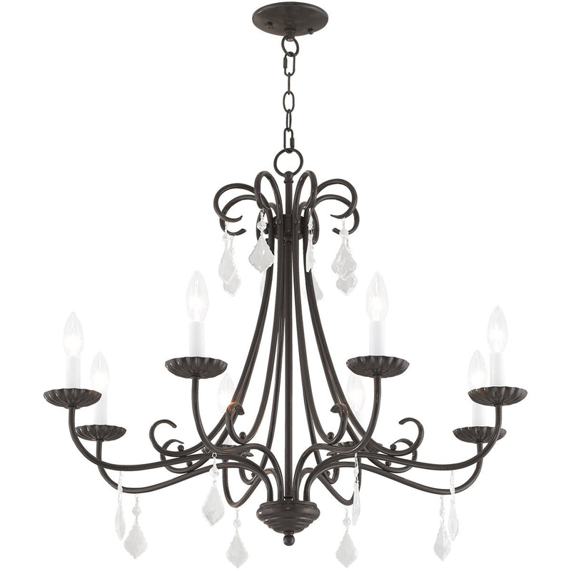 Eight Light Dimmable Chandelier With Shades
