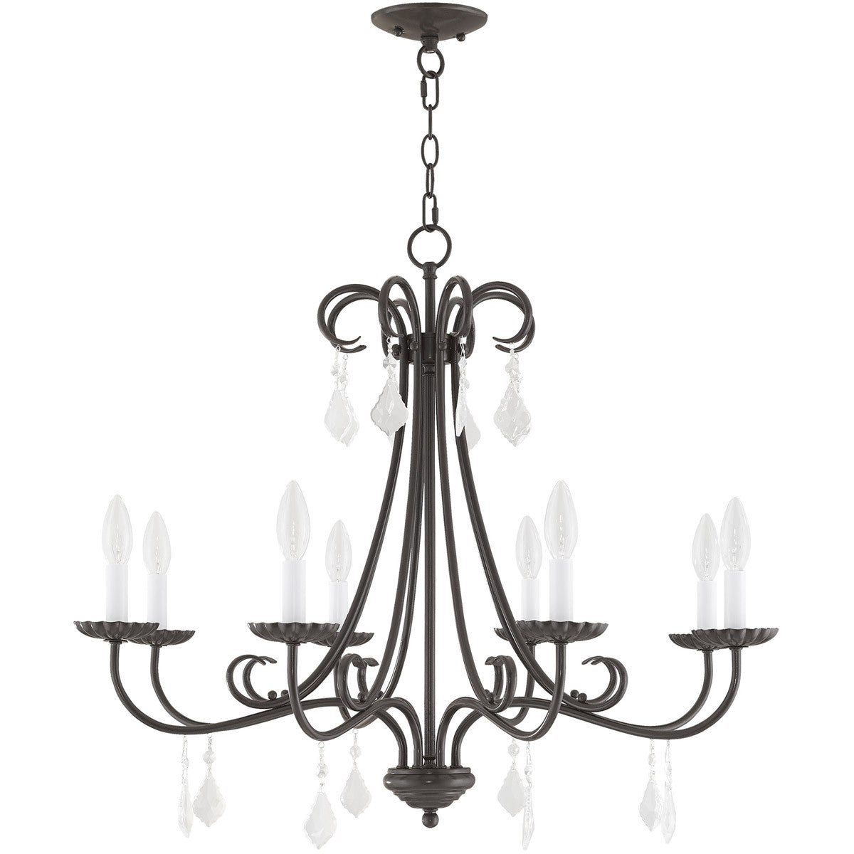 Eight Light Dimmable Chandelier With Shades