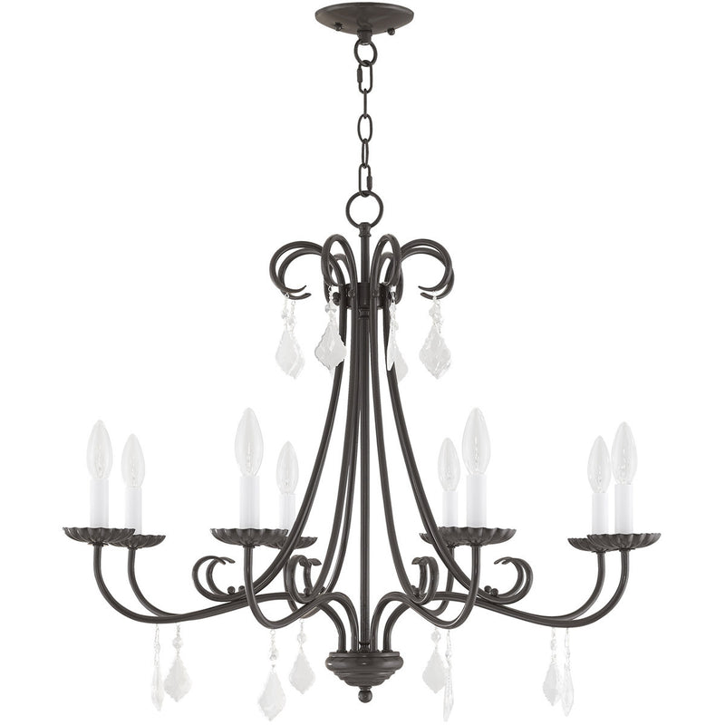 Eight Light Dimmable Chandelier With Shades