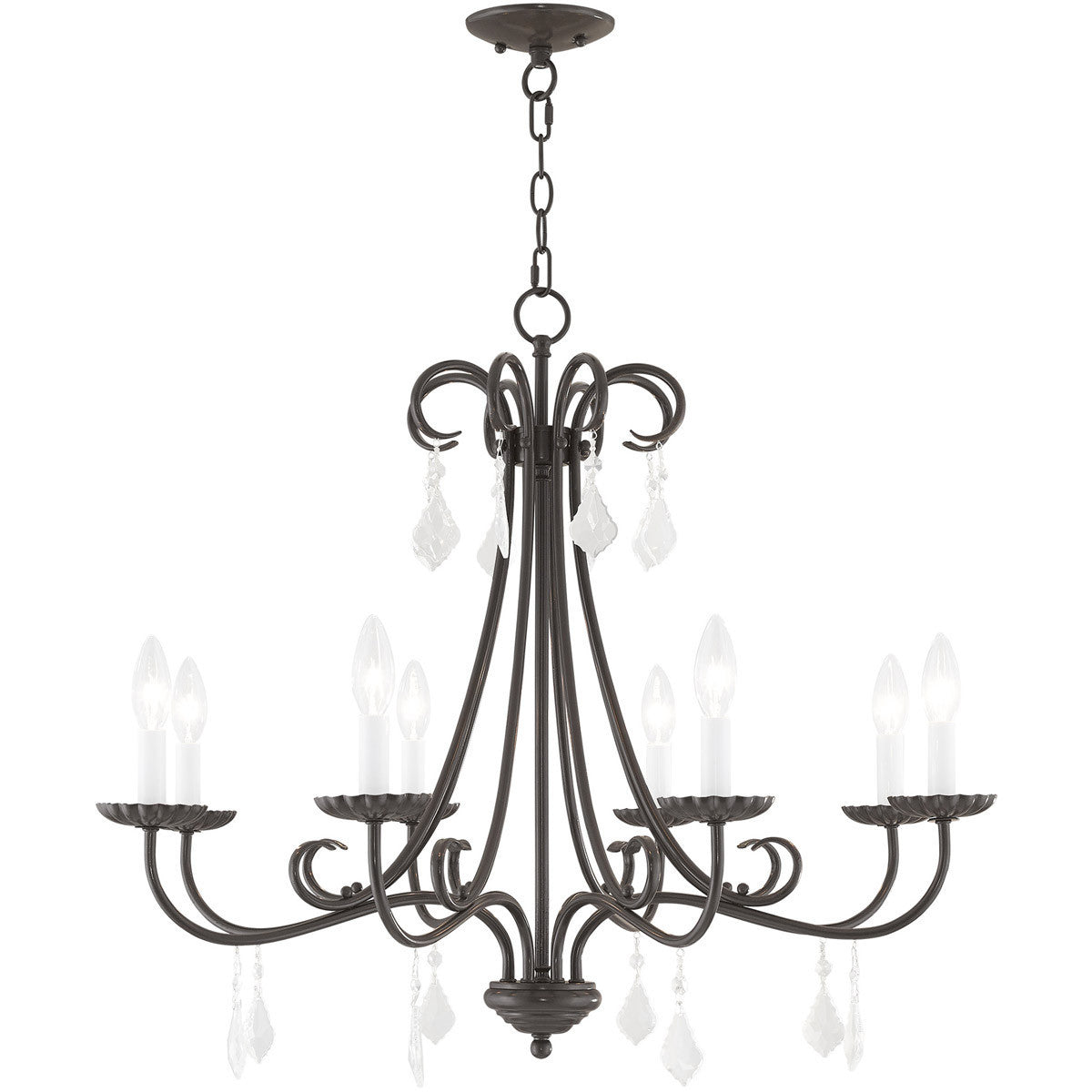 Eight Light Dimmable Chandelier With Shades