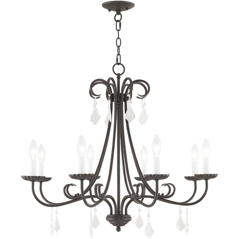 Eight Light Dimmable Chandelier With Shades