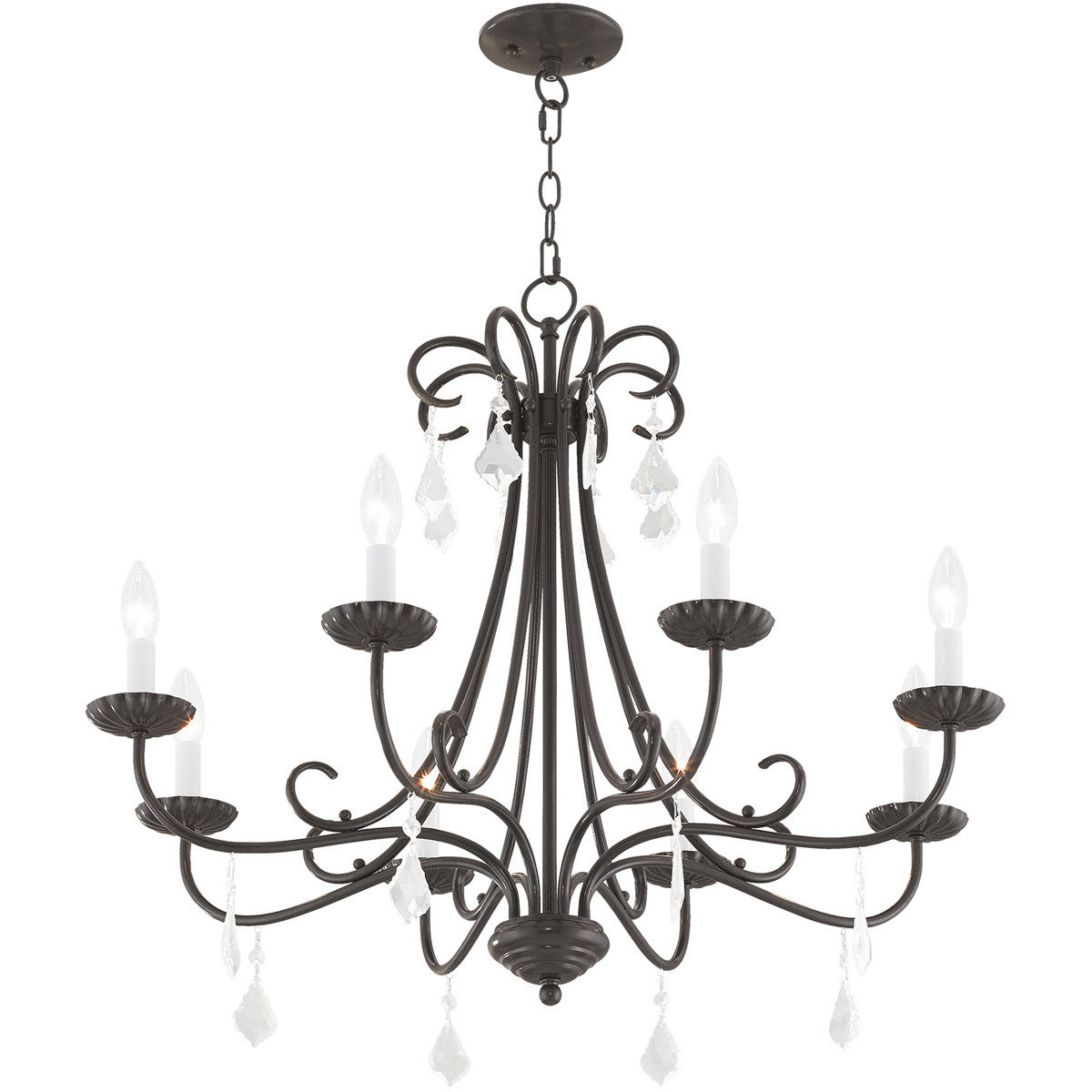 Eight Light Dimmable Chandelier With Shades