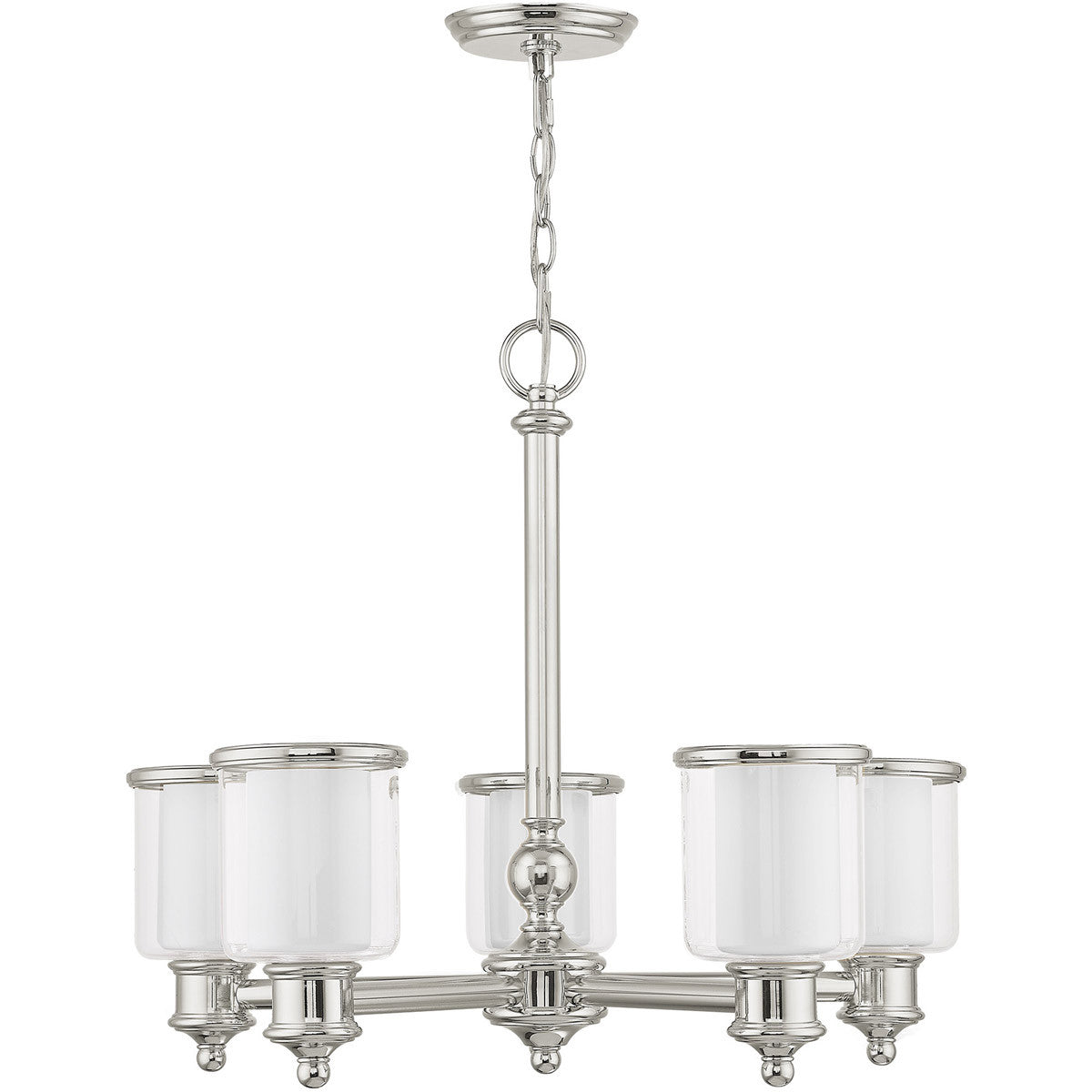 Five Light Dimmable Chandelier With Shades