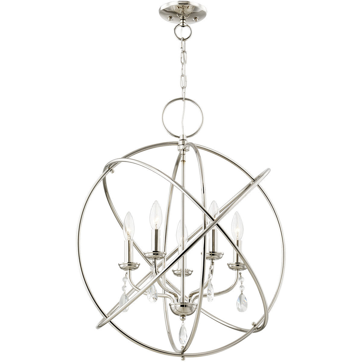 Five Light Dimmable Chandelier With Shades