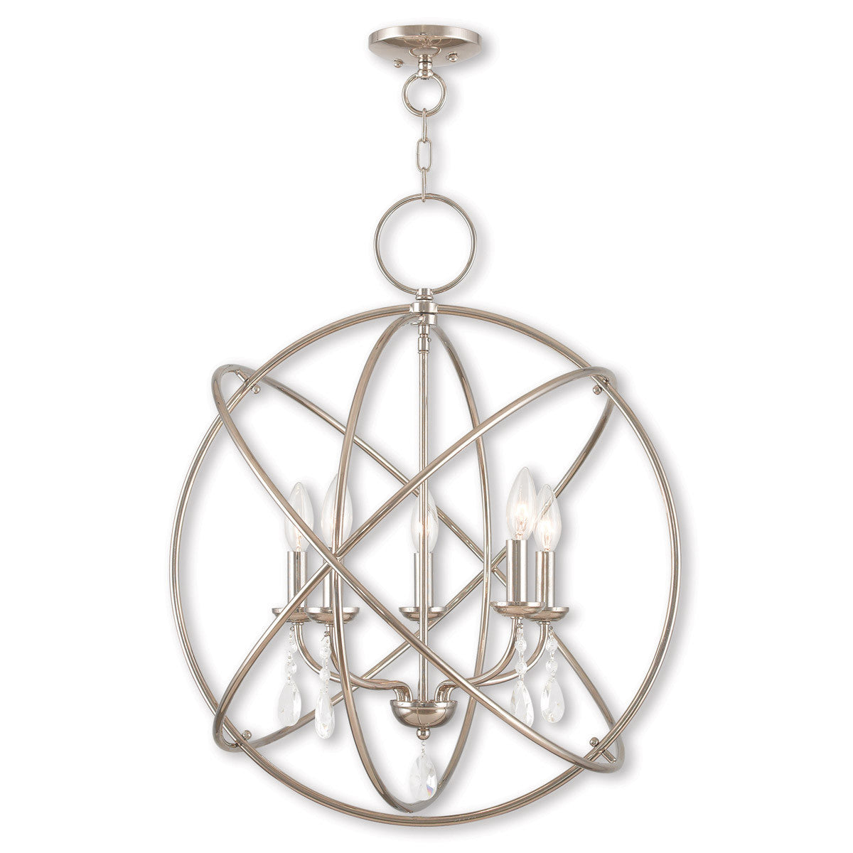 Five Light Dimmable Chandelier With Shades