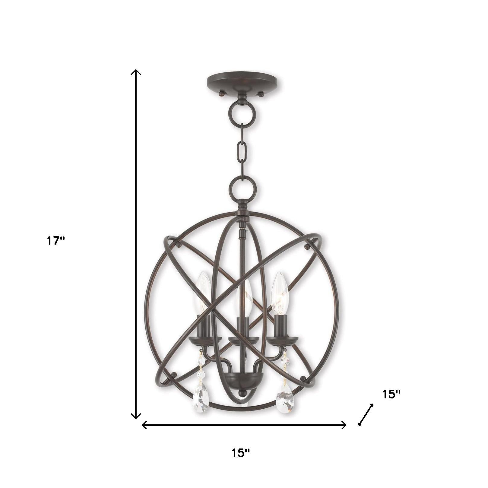 Three Light Dimmable Chandelier With Shades