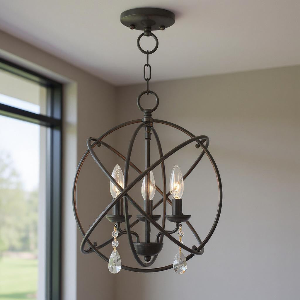 Three Light Dimmable Chandelier With Shades