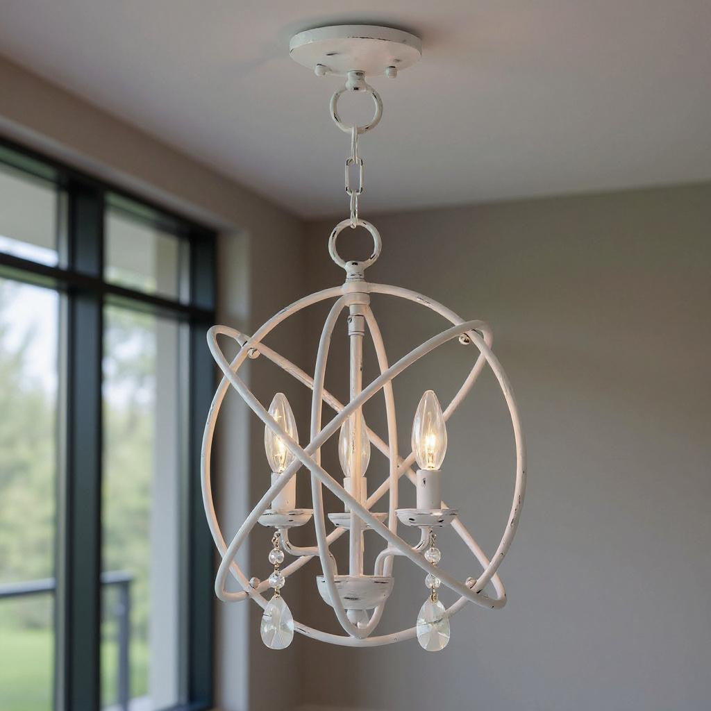 Three Light Dimmable Chandelier With Shades