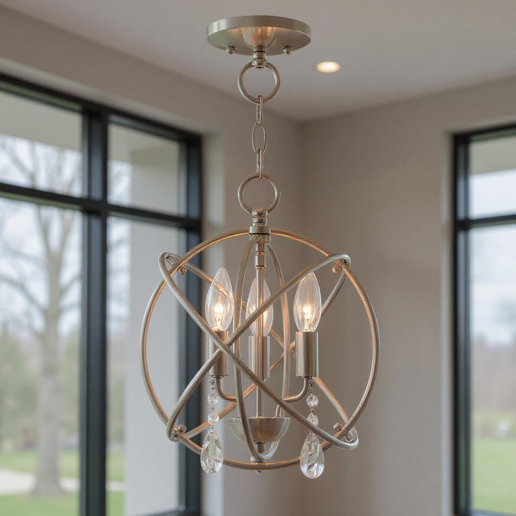 Three Light Dimmable Chandelier With Shades