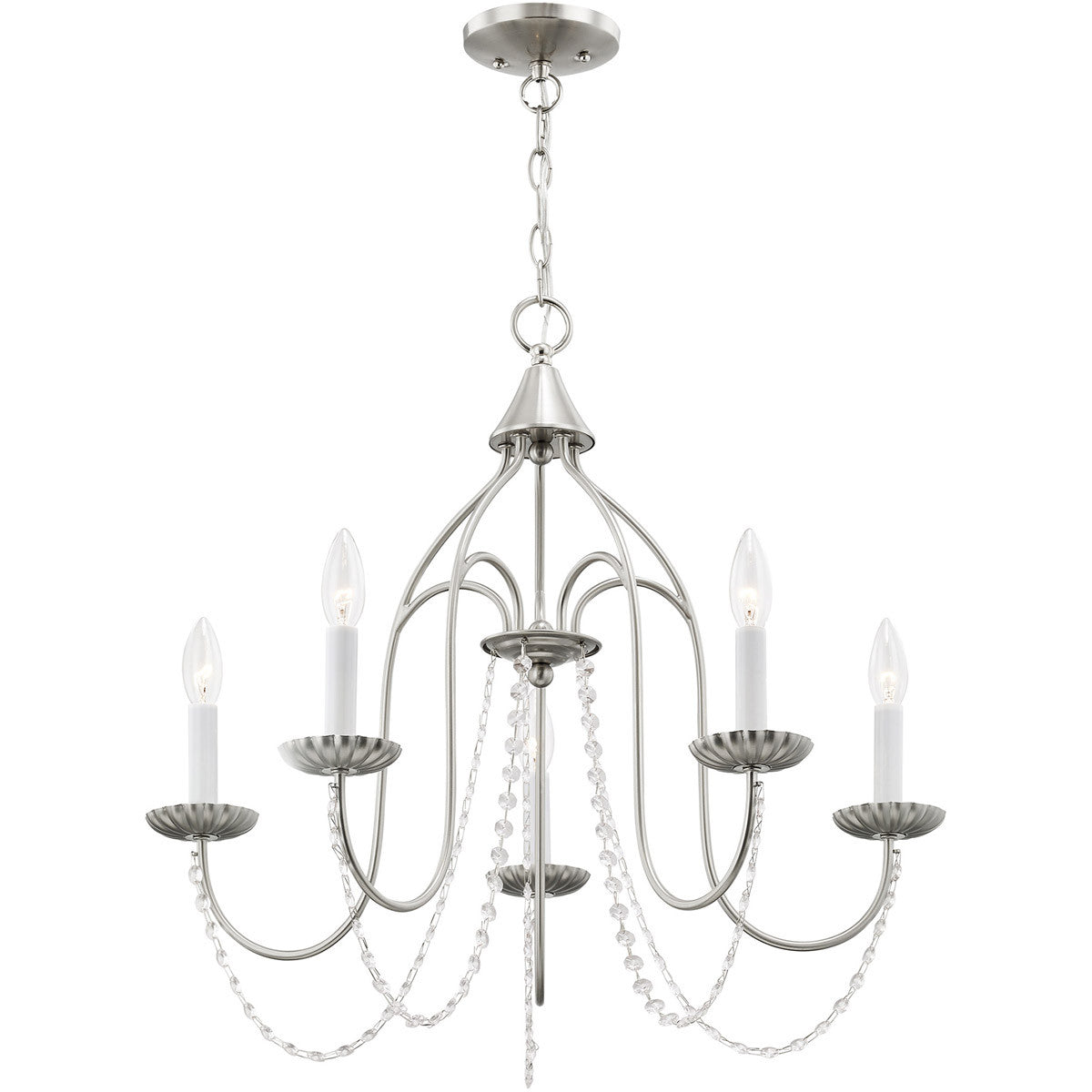 Five Light Dimmable Chandelier With Shades Default Title