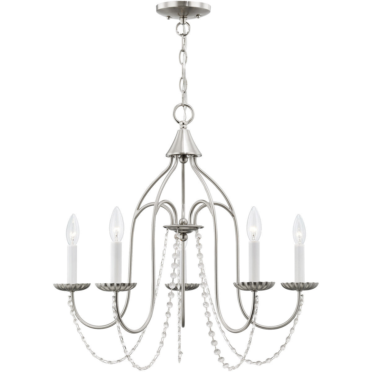 Five Light Dimmable Chandelier With Shades