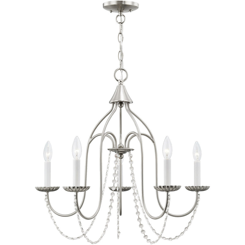 Five Light Dimmable Chandelier With Shades