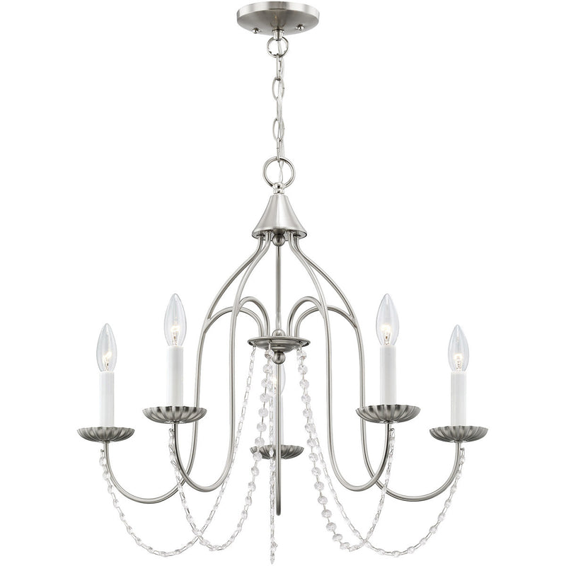 Five Light Dimmable Chandelier With Shades