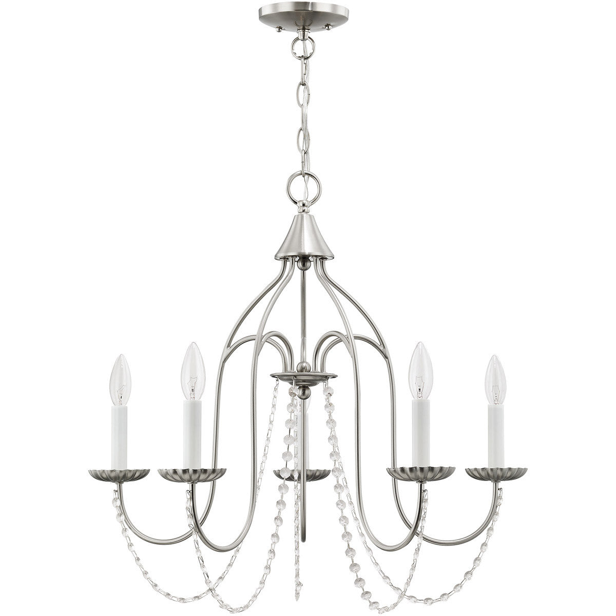 Five Light Dimmable Chandelier With Shades
