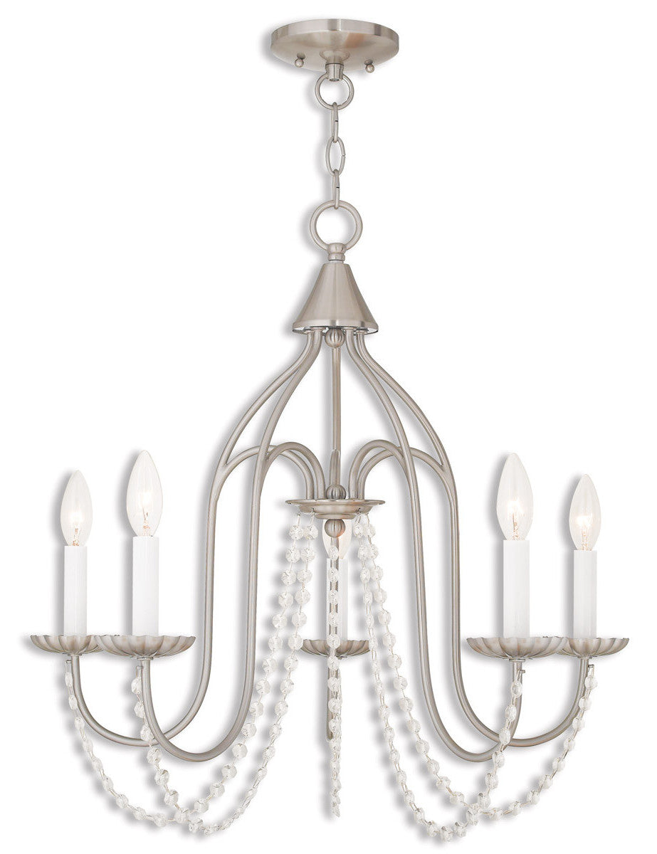 Five Light Dimmable Chandelier With Shades