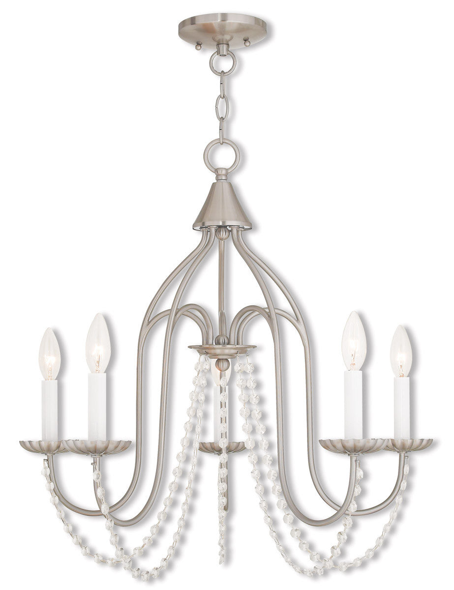 Five Light Dimmable Chandelier With Shades