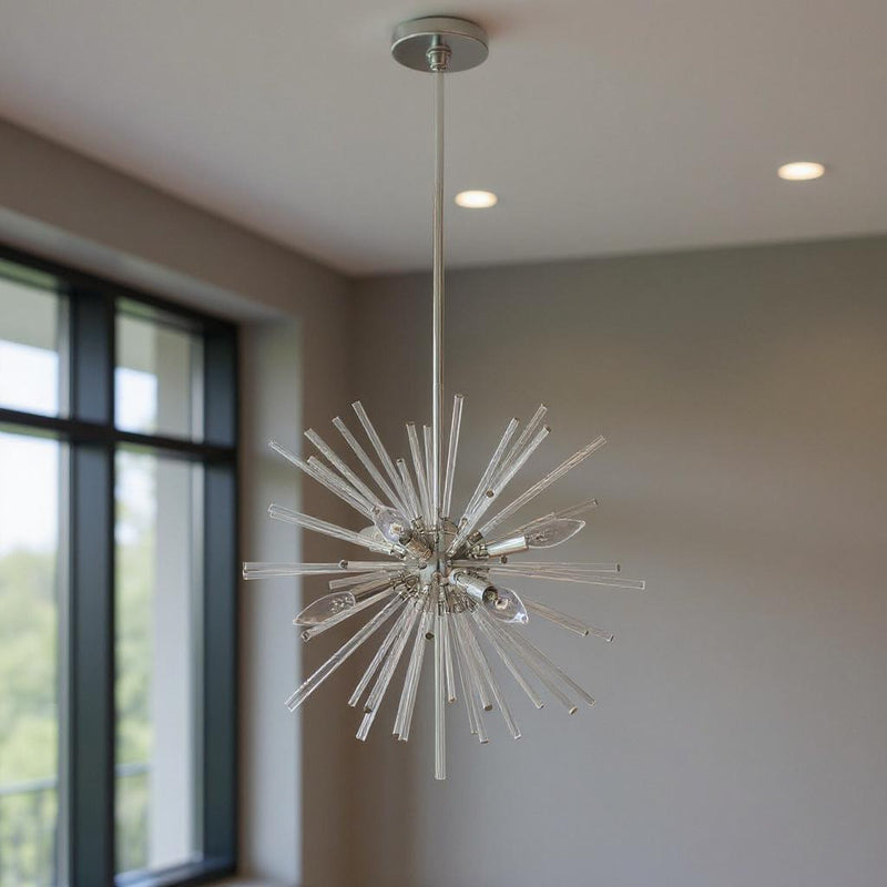 Six Light Dimmable Chandelier With Shades