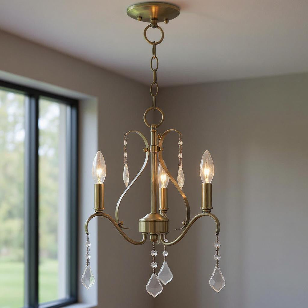 Three Light Dimmable Chandelier With Shades