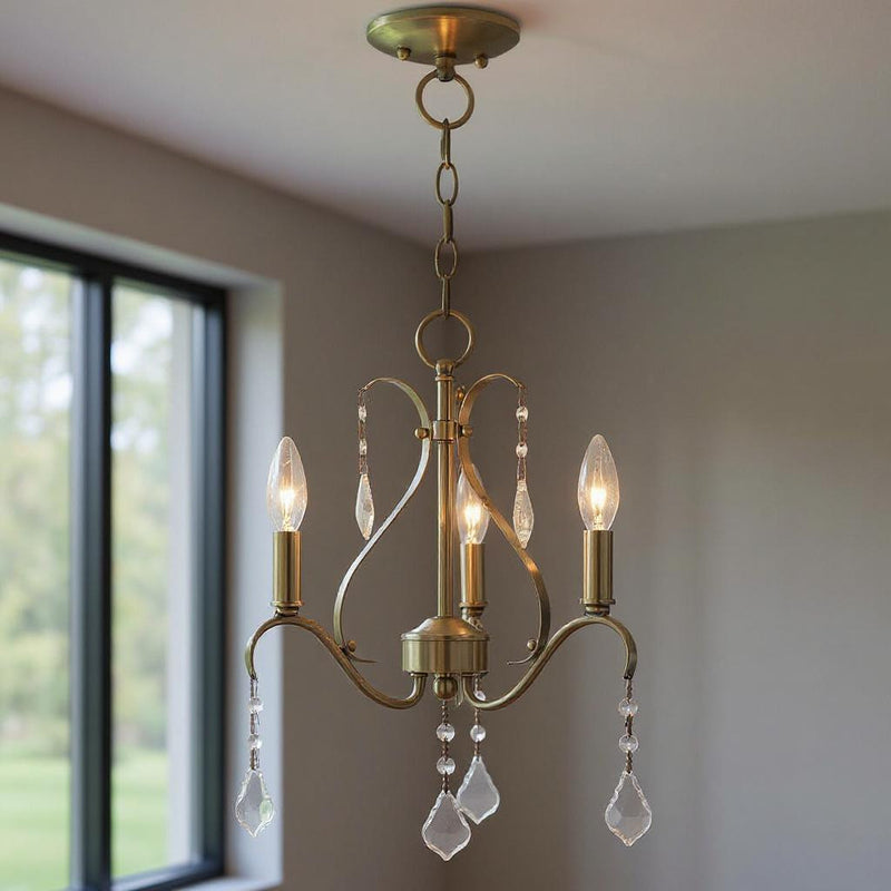 Three Light Dimmable Chandelier With Shades