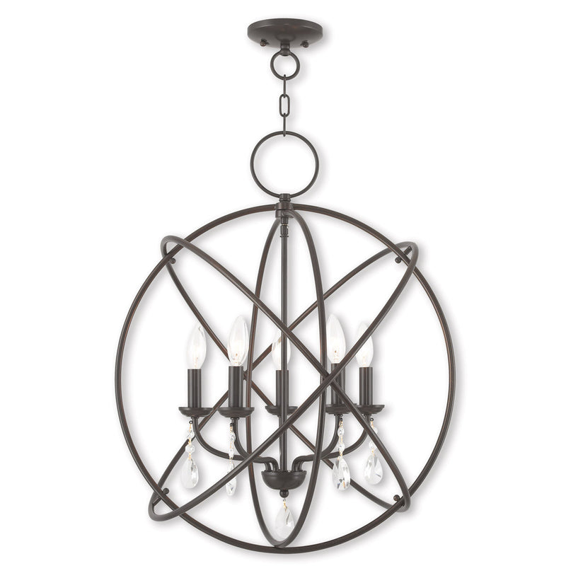 Five Light Dimmable Chandelier With Shades