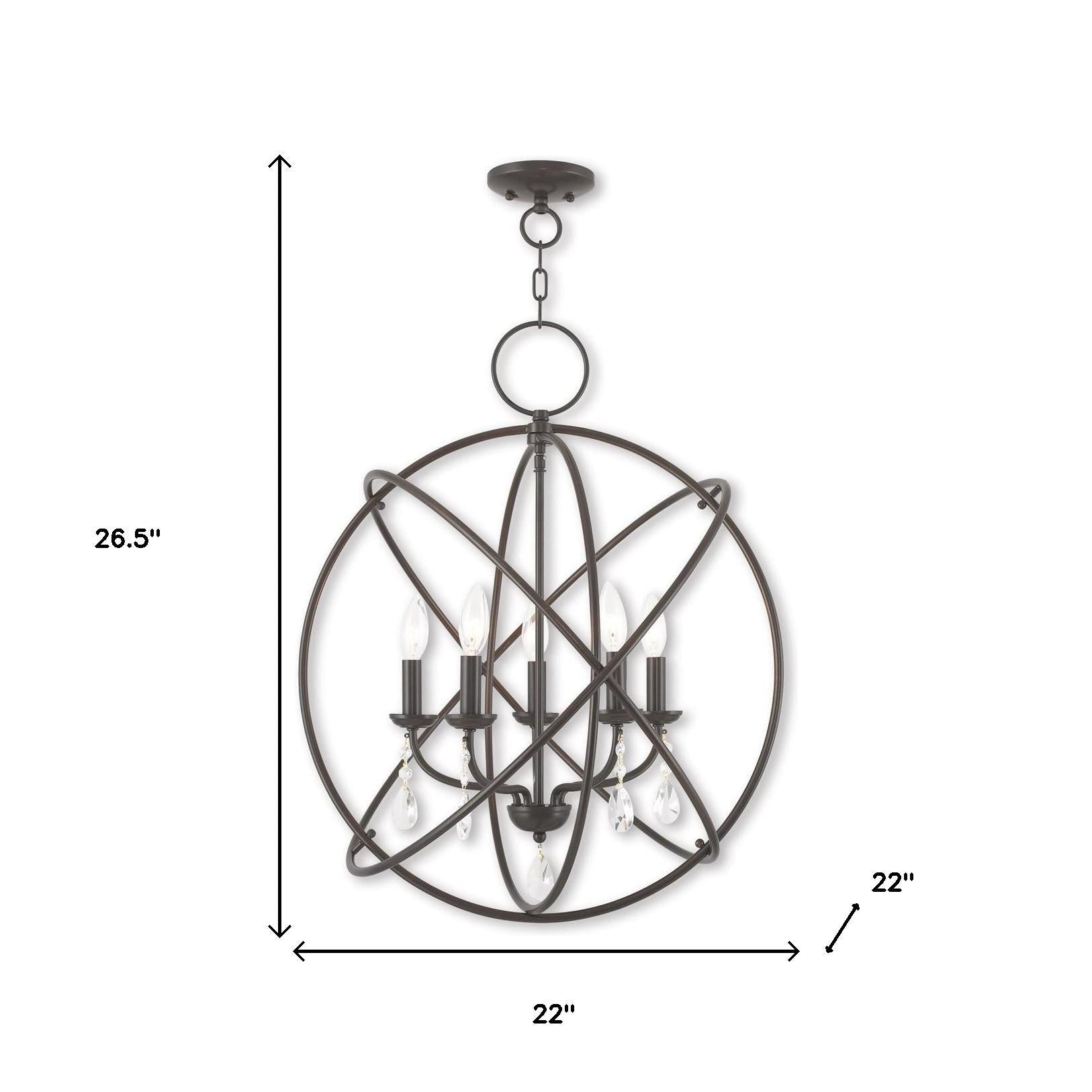 Five Light Dimmable Chandelier With Shades