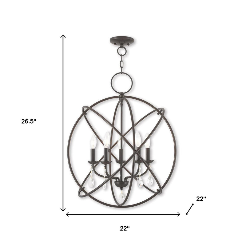 Five Light Dimmable Chandelier With Shades