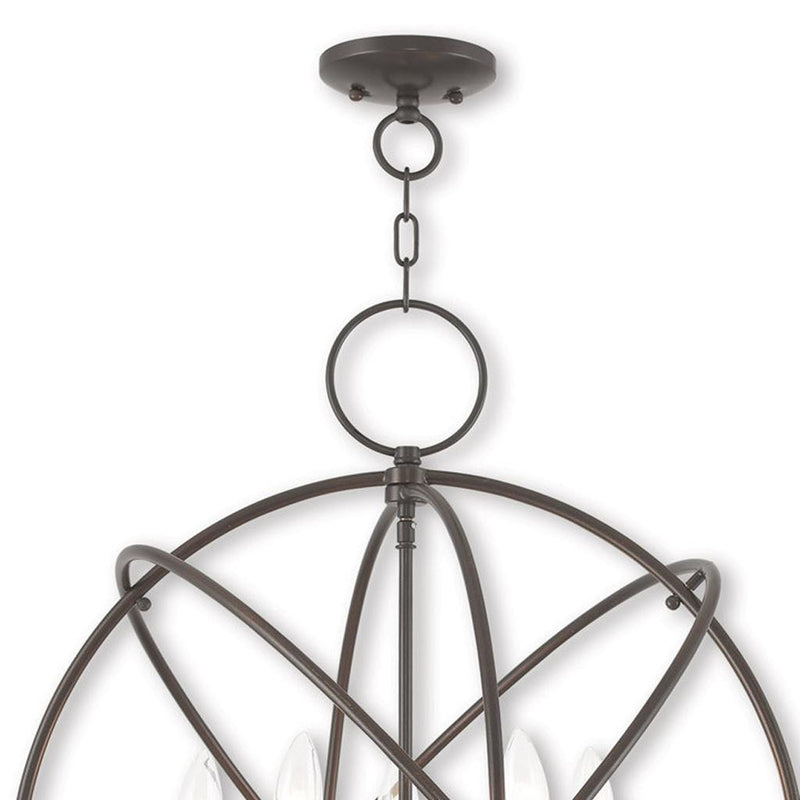 Five Light Dimmable Chandelier With Shades