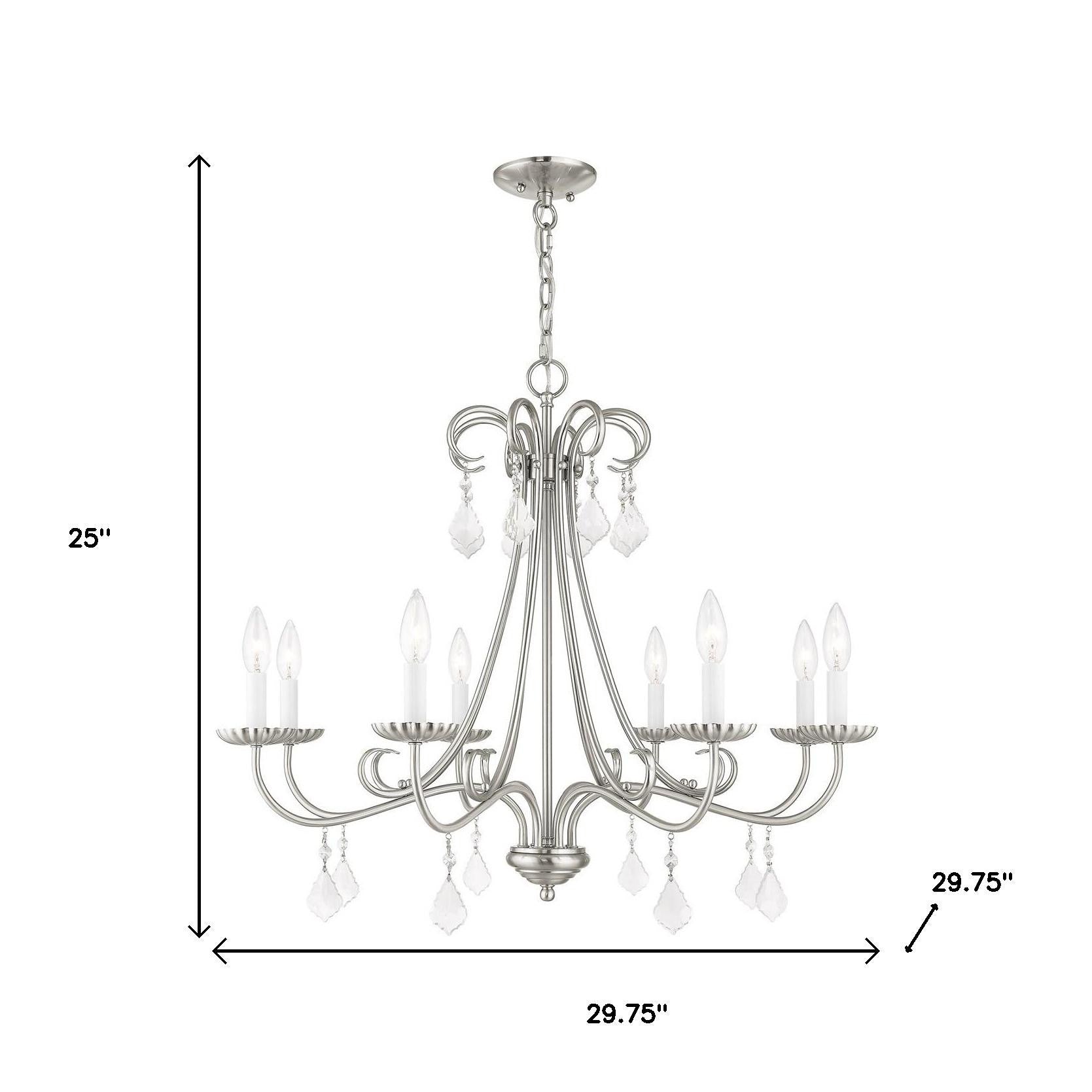 Eight Light Dimmable Chandelier With Shades