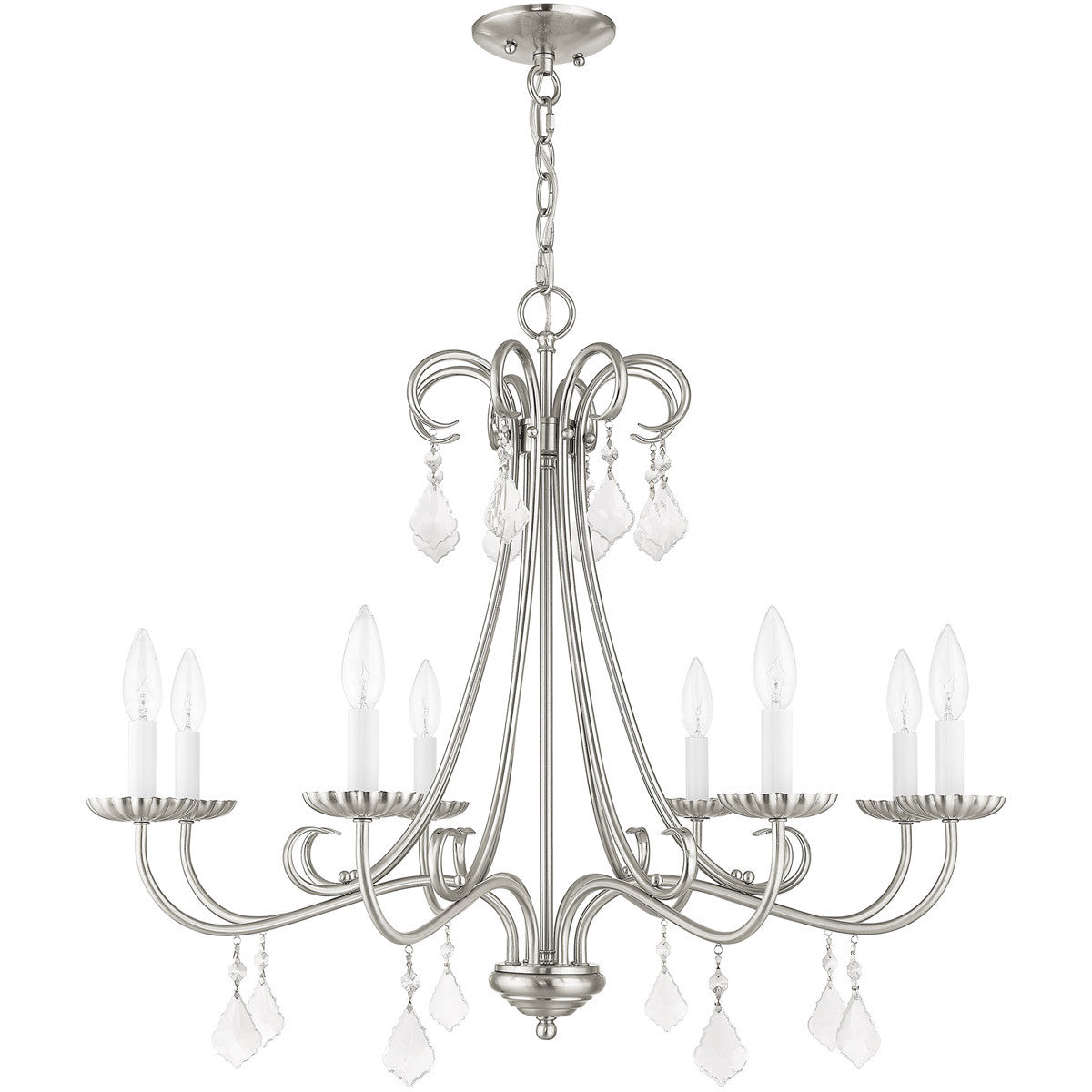 Eight Light Dimmable Chandelier With Shades