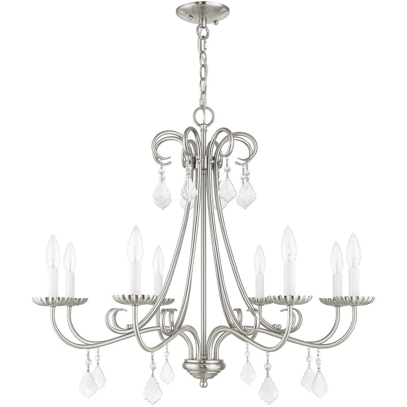 Eight Light Dimmable Chandelier With Shades