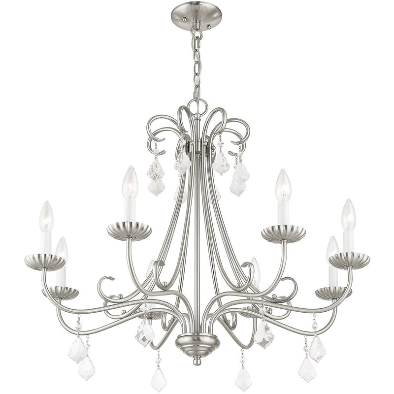 Eight Light Dimmable Chandelier With Shades