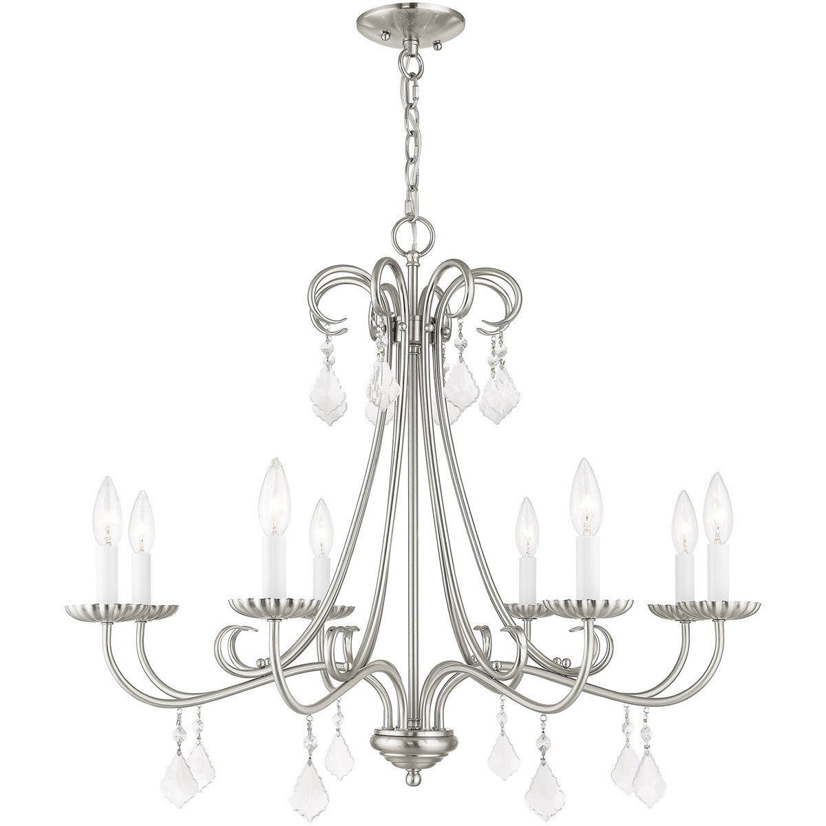 Eight Light Dimmable Chandelier With Shades