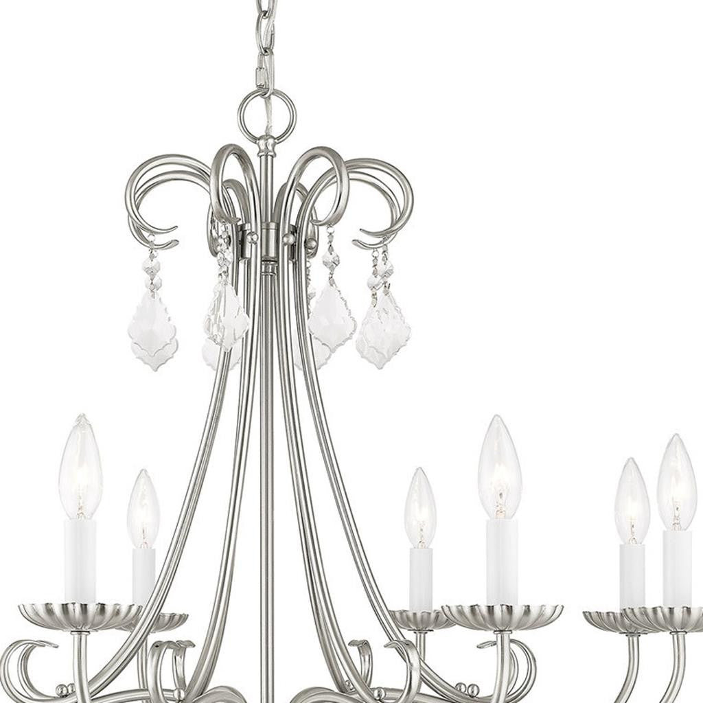 Eight Light Dimmable Chandelier With Shades