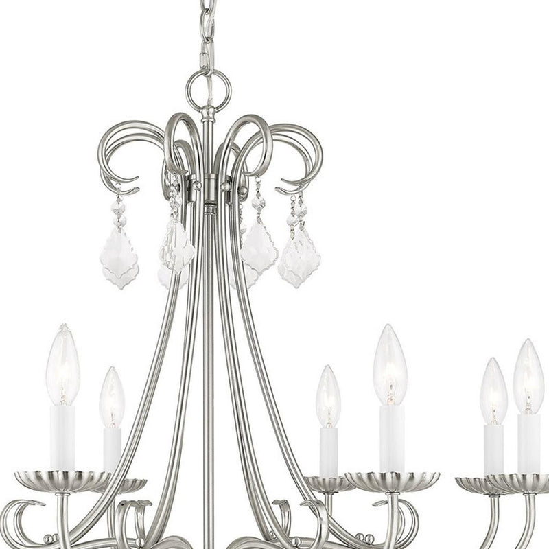 Eight Light Dimmable Chandelier With Shades