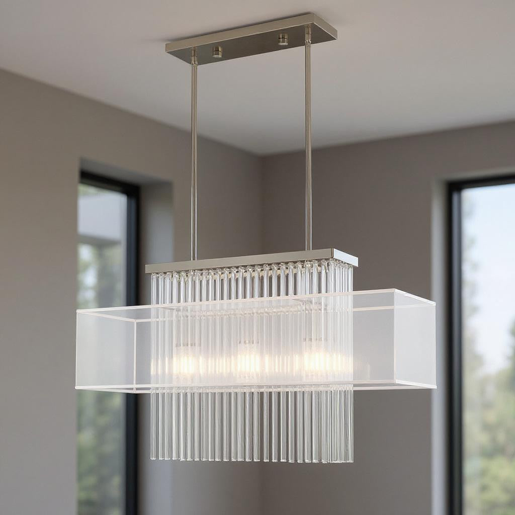 Three Light Dimmable Chandelier With Shades